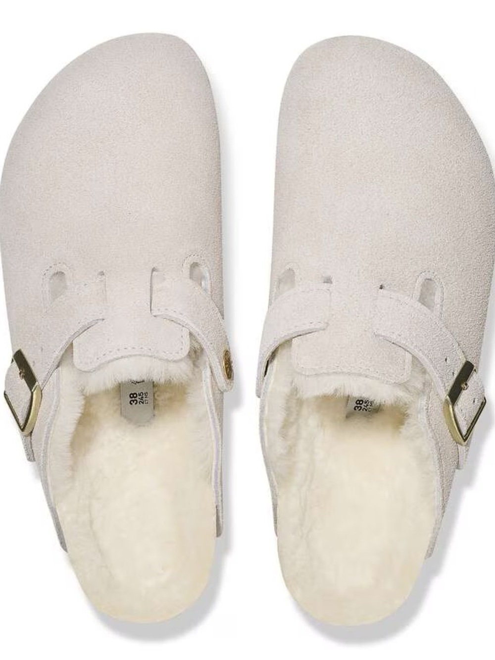 Birkenstock Boston Shearling Clogs Antique White Suede Size 38 Narrow NEW - Picture 2 of 3